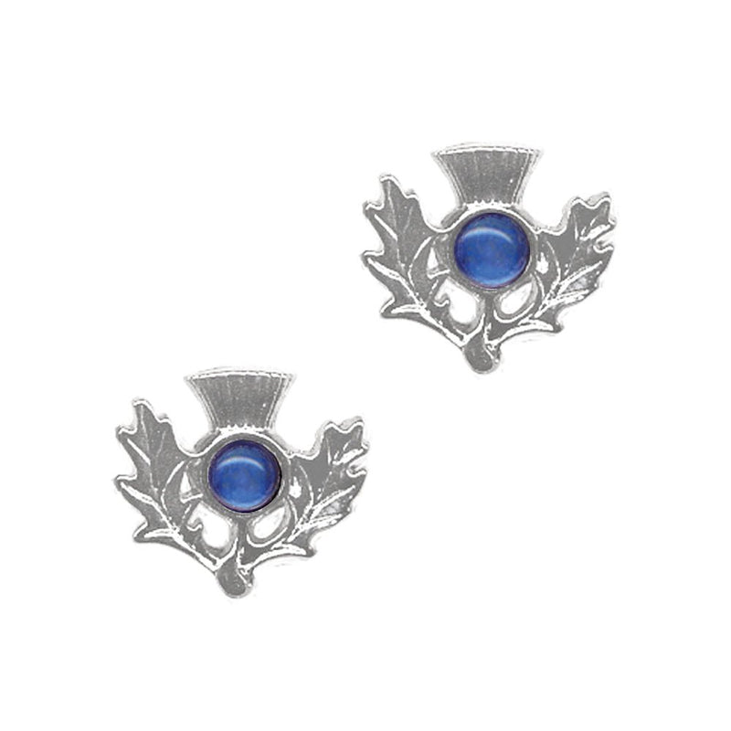 Art Pewter Scottish Thistle Birthstone Earrings - Silver - Plated Pewter - Made in Scotland - Heritage Of Scotland - September (Sapphire)