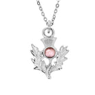 Art Pewter Scottish Thistle Birthstone Pendant - Silver Plated Pewter - Made in Scotland - Heritage Of Scotland - June (Light Amethyst)