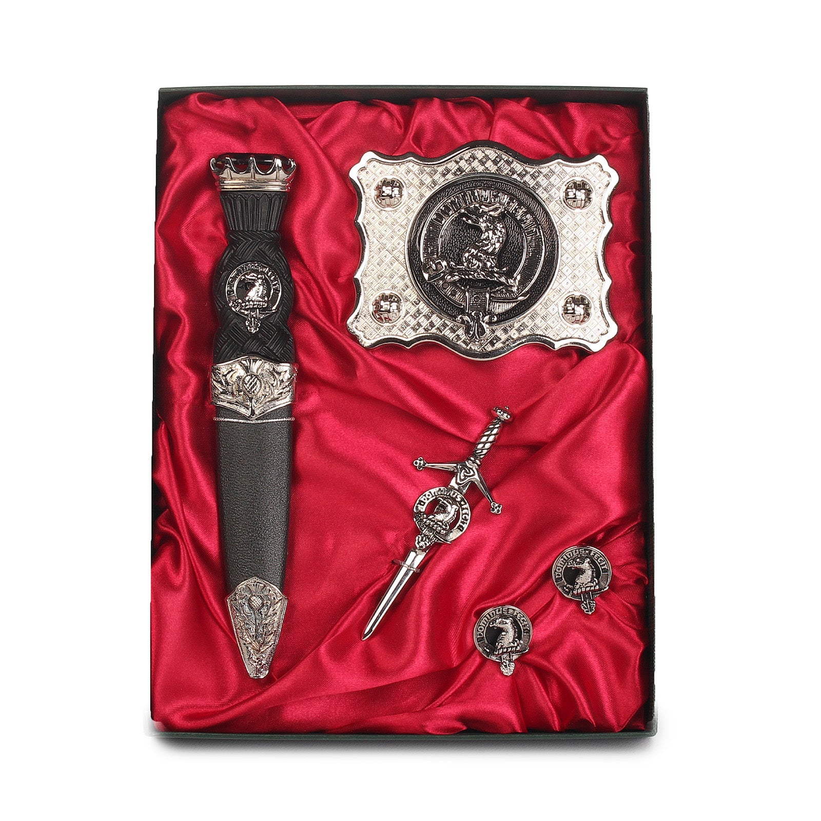 Baird Clan Badge, Kilt Pin, Lapel Pin, Cufflinks, Keyring/Key Fob & Gift Set — Fine Pewter by Art Pewter — Made in Scotland (Shiny Finish) - Heritage Of Scotland - Gift Set