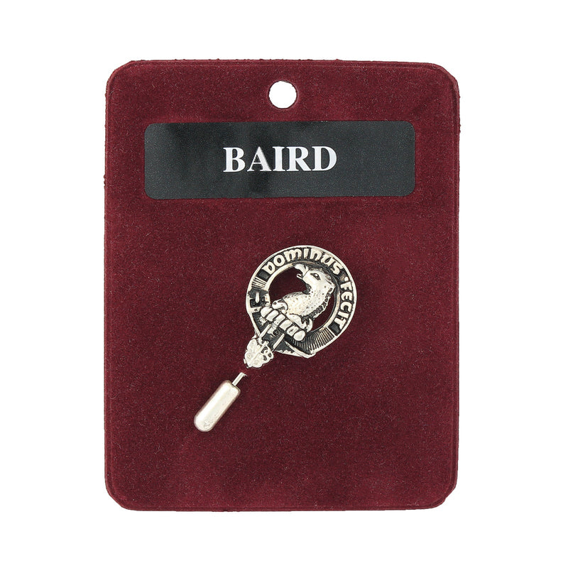 Baird Clan Badge, Kilt Pin, Lapel Pin, Cufflinks, Keyring/Key Fob & Gift Set — Fine Pewter by Art Pewter — Made in Scotland (Shiny Finish) - Heritage Of Scotland - Lapel Pin