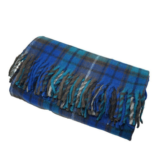 Ballantrae Highland Wool Blend Scottish Tartan Blanket Throw - Recycled Wool - 155 x 190 cm - BUCHANAN BLUE - Heritage Of Scotland - 
