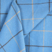 Ballantrae Highland Wool Blend Scottish Tartan Blanket Throw - Recycled Wool - 155 x 190 cm - SKY BLUE CHECK - Heritage Of Scotland - 