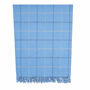 Ballantrae Highland Wool Blend Scottish Tartan Blanket Throw - Recycled Wool - 155 x 190 cm - SKY BLUE CHECK - Heritage Of Scotland - 