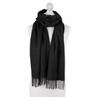 Balmoral 100% Cashmere Woven Scarf - PLAIN BLACK - Heritage Of Scotland -