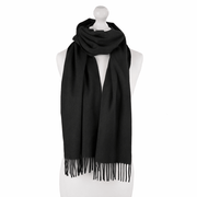 Balmoral 100% Cashmere Woven Scarf - PLAIN BLACK - Heritage Of Scotland -