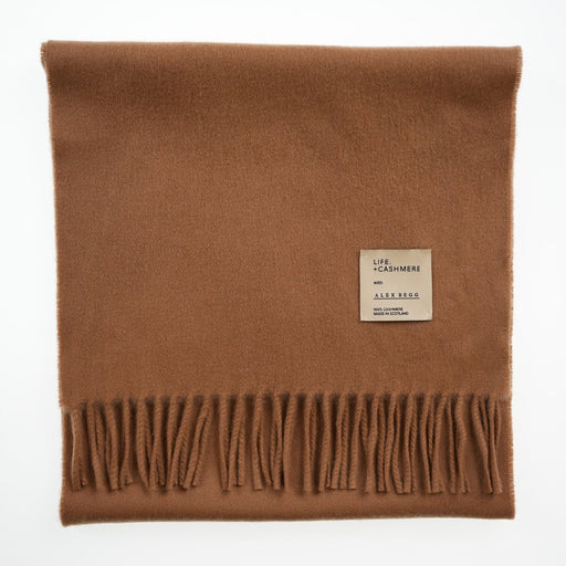 Balmoral 100% Cashmere Woven Scarf - PLAIN CAMEL - Heritage Of Scotland -