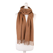 Balmoral 100% Cashmere Woven Scarf - PLAIN CAMEL - Heritage Of Scotland -