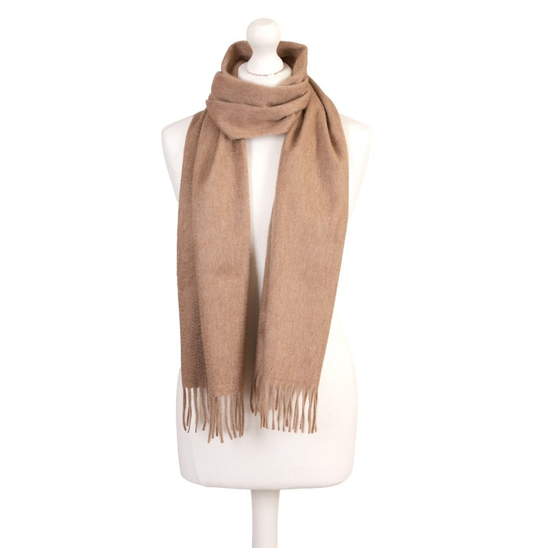 Balmoral 100% Cashmere Woven Scarf - PLAIN NATURAL - Heritage Of Scotland -