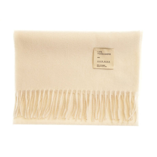 Balmoral 100% Cashmere Woven Scarf Plain White - Heritage Of Scotland - PLAIN WHITE