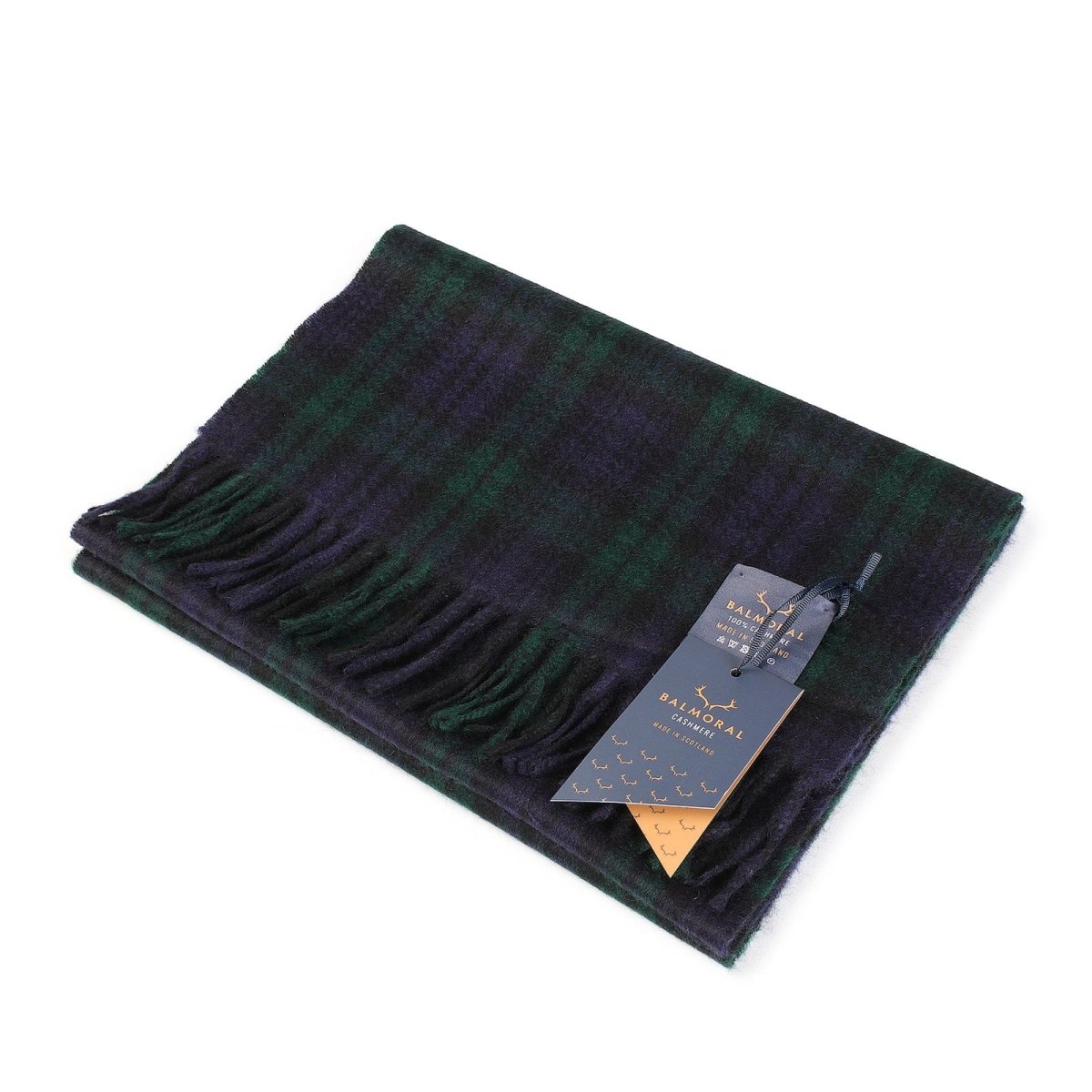 Balmoral 100% Cashmere Woven Scarf Tartan and Checks - Made in Scotland - BLACK WATCH - Heritage Of Scotland -