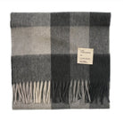 Balmoral 100% Cashmere Woven Scarf Tartan and Checks - Made in Scotland - BLOCK CHECK GREY MIX - Heritage Of Scotland -