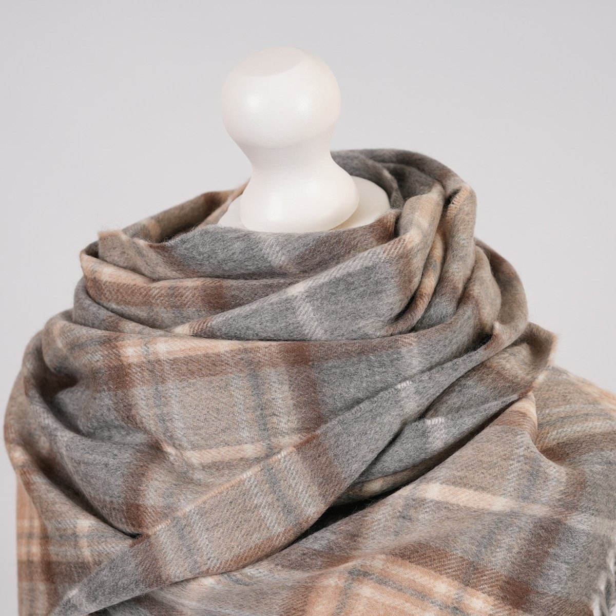 Balmoral 100% Cashmere Woven Scarf Tartan and Checks - Made in Scotland - MACKELLAR NATURAL - Heritage Of Scotland -