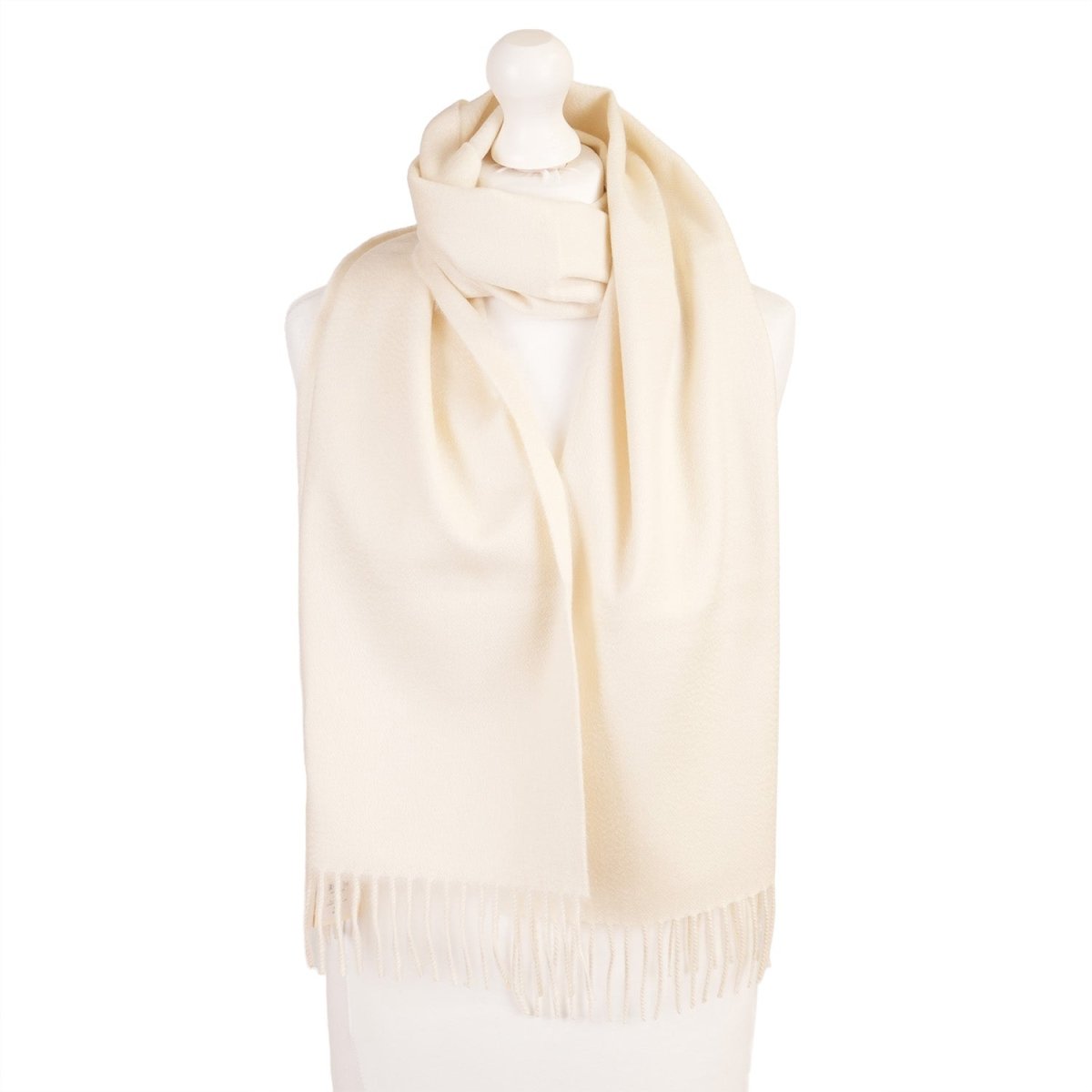 Balmoral 100% Cashmere Woven Scarf Tartan and Checks - Made in Scotland - PLAIN WHITE - Heritage Of Scotland -