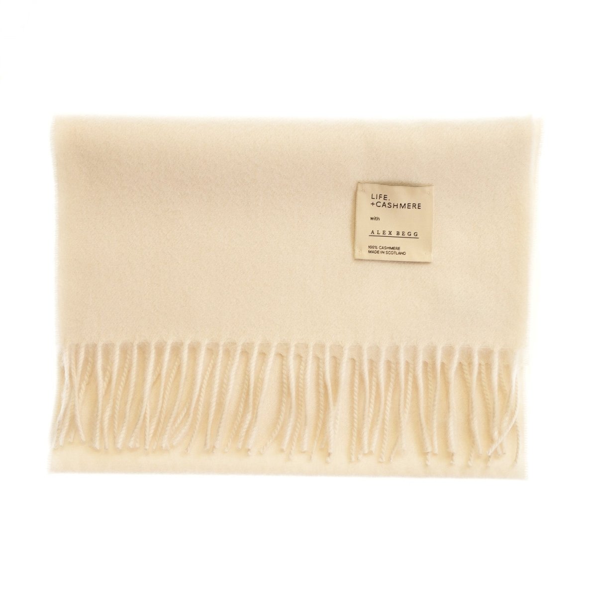 Balmoral 100% Cashmere Woven Scarf Tartan and Checks - Made in Scotland - PLAIN WHITE - Heritage Of Scotland -