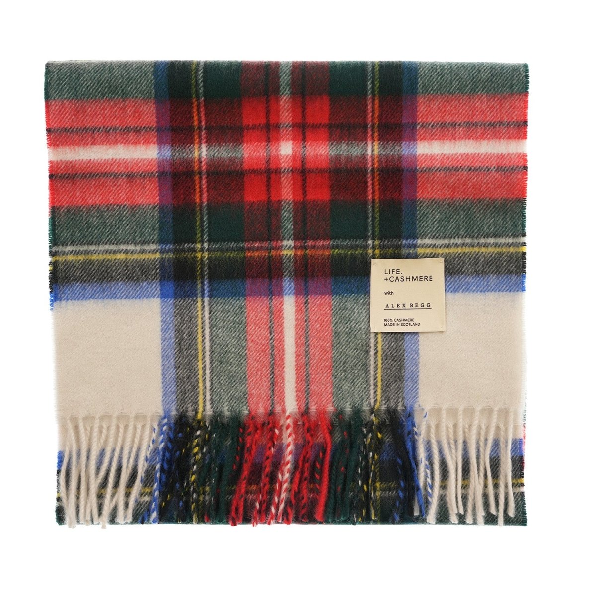 Balmoral 100% Cashmere Woven Scarf Tartan and Checks - Made in Scotland - STEWART WHITE - Heritage Of Scotland -