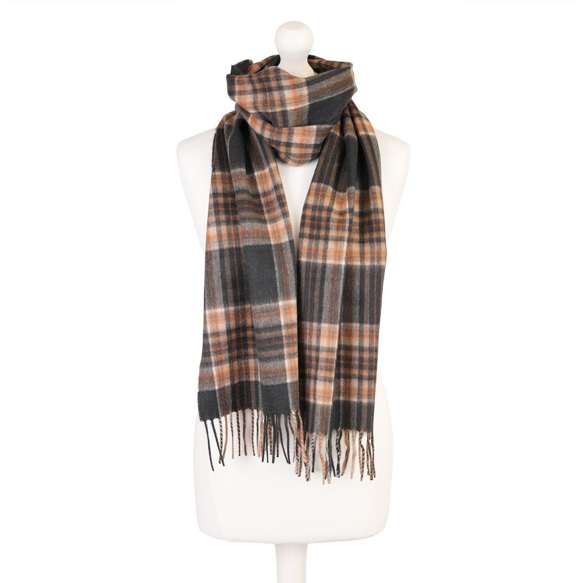 Balmoral 100% Cashmere Woven Scarf Tartan and Checks - Made in Scotland - TAWNEY - Heritage Of Scotland -