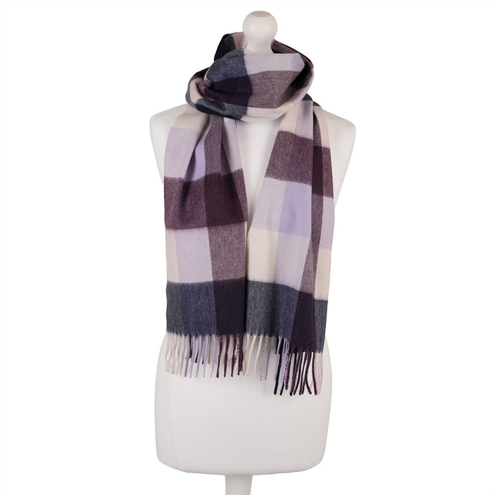 Balmoral 100% Cashmere Woven Scarf Tartans and Checks - Made in Scotland - Heritage Of Scotland - BLOCK CHECK PINK