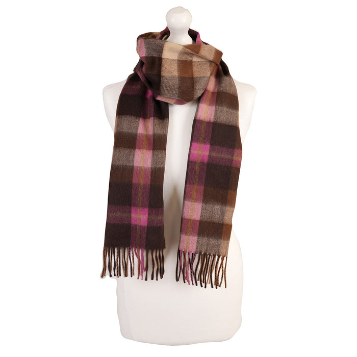 Balmoral 100% Cashmere Woven Scarf Tartans and Checks - Made in Scotland - Heritage Of Scotland - BROOKE PINK