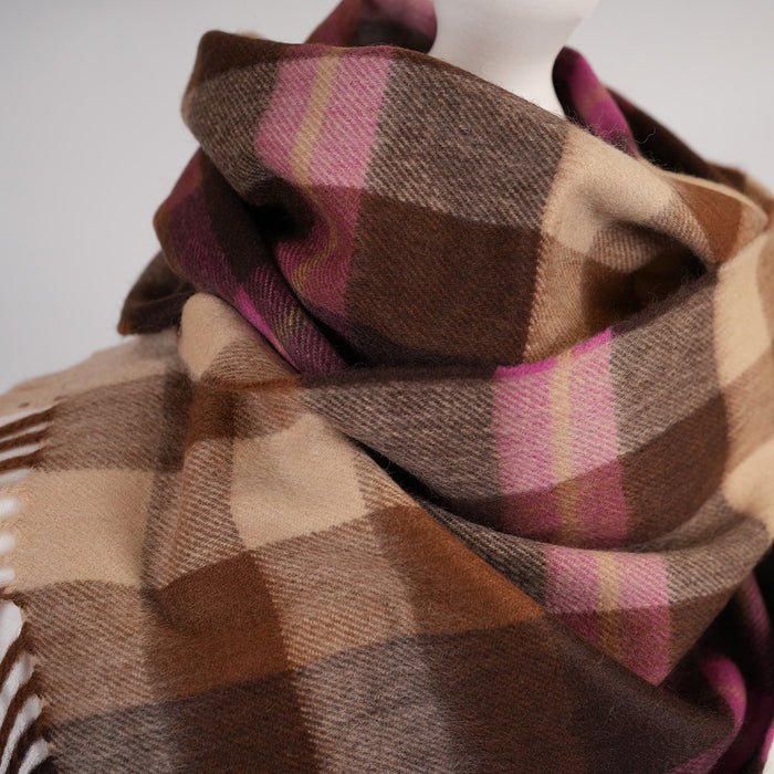 Balmoral 100% Cashmere Woven Scarf Tartans and Checks - Made in Scotland - Heritage Of Scotland - BROOKE PINK