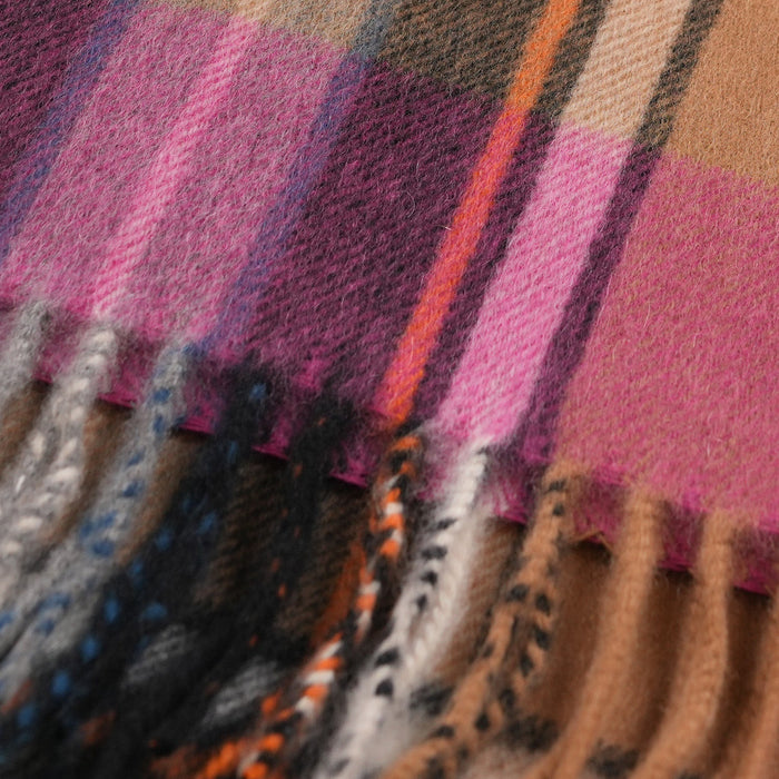 Balmoral 100% Cashmere Woven Scarf Tartans and Checks - Made in Scotland - Heritage Of Scotland - EXPLODED BRUCE CAMEL