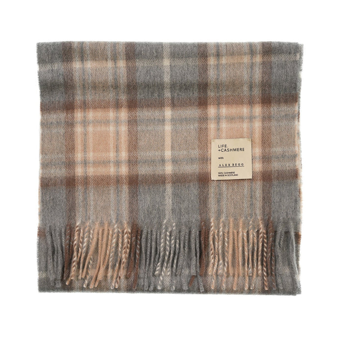 Balmoral 100% Cashmere Woven Scarf Tartans and Checks - Made in Scotland - Heritage Of Scotland - MACKELLAR NATURAL