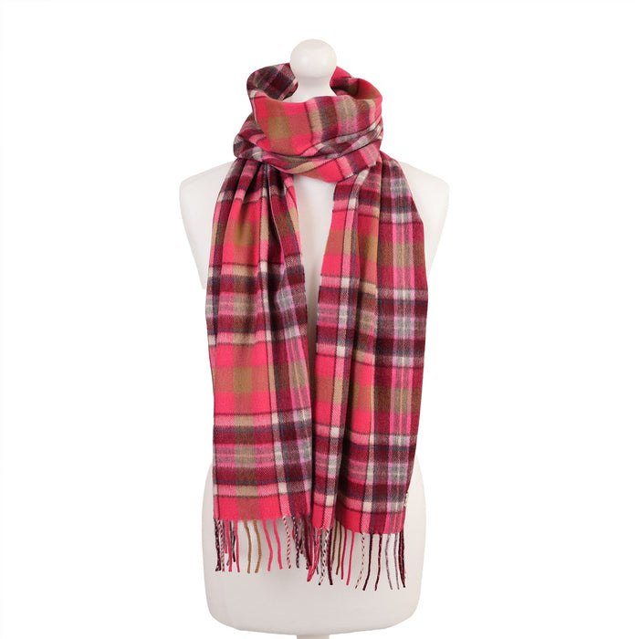 Balmoral 100% Cashmere Woven Scarf Tartans and Checks - Made in Scotland - Heritage Of Scotland - REGULAR BRUCE PINK