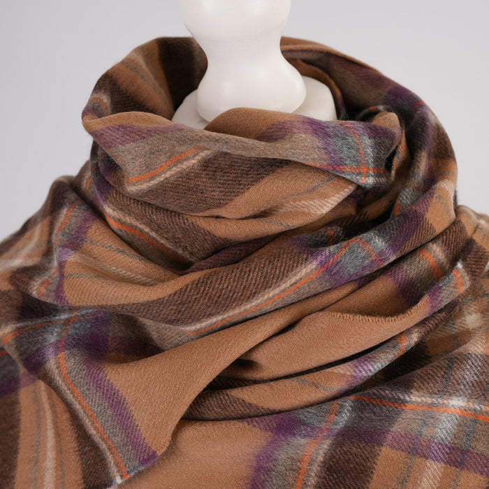 Balmoral 100% Cashmere Woven Scarf Tartans and Checks - Made in Scotland - Heritage Of Scotland - STEWART CAMEL