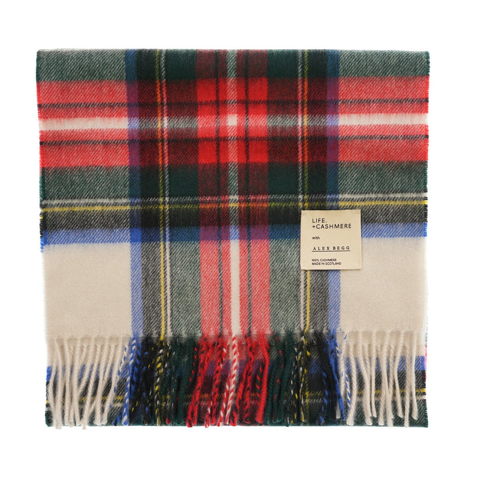 Balmoral 100% Cashmere Woven Scarf Tartans and Checks - Made in Scotland - Heritage Of Scotland - STEWART WHITE