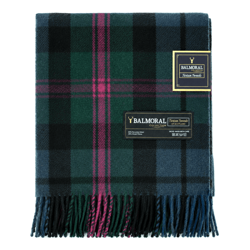 Balmoral Highland Wool Blend Scottish Tartan Blanket Throw - Recycled Wool - 155 x 190 cm - BAIRD - Heritage Of Scotland -