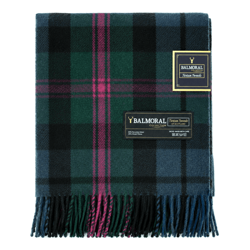 Balmoral Highland Wool Blend Scottish Tartan Blanket Throw - Recycled Wool - 155 x 190 cm - BAIRD - Heritage Of Scotland -