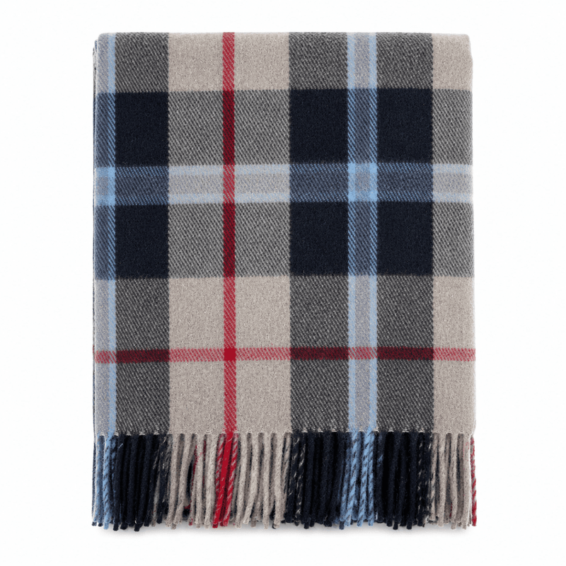 Balmoral Highland Wool Blend Scottish Tartan Blanket Throw - Recycled Wool - 155 x 190 cm - DOUGLAS NAVY - Heritage Of Scotland -