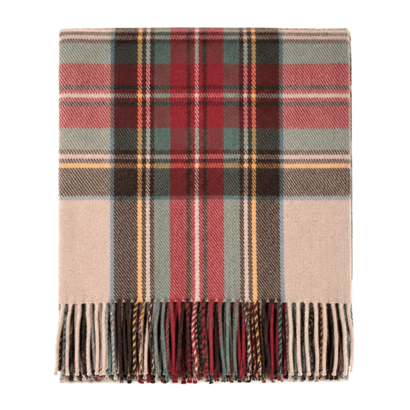 Balmoral Highland Wool Blend Scottish Tartan Blanket Throw - Recycled Wool - 155 x 190 cm - STEWART DRESS ANTIQUE - Heritage Of Scotland -