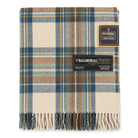 Balmoral Highland Wool Blend Scottish Tartan Blanket Throw - Recycled Wool - 155 x 190 cm - STEWART MUTED BLUE - Heritage Of Scotland -