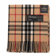Balmoral Highland Wool Blend Scottish Tartan Blanket Throw - Recycled Wool - 155 x 190 cm - THOMSON CAMEL - Heritage Of Scotland -