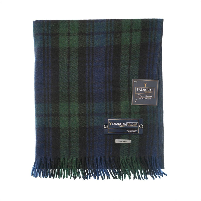 Balmoral Woollen Knee Blanket with Fringed Edges - Black Watch - Heritage Of Scotland - 