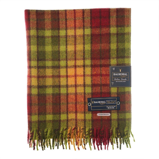 Balmoral Woollen Knee Blanket with Fringed Edges - Buchanan Autumn - Heritage Of Scotland - 