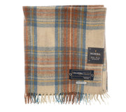 Balmoral Woollen Knee Blanket with Fringed Edges - Stewart Muted Blue - Heritage Of Scotland - 