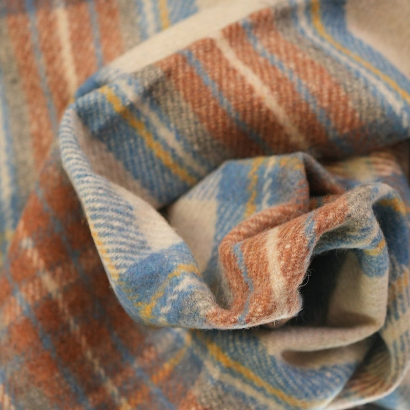 Balmoral Woollen Knee Blanket with Fringed Edges - Stewart Muted Blue - Heritage Of Scotland - 