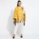 Bee Print Reversible Wrap Cape for Women - OCHRE - Heritage Of Scotland -