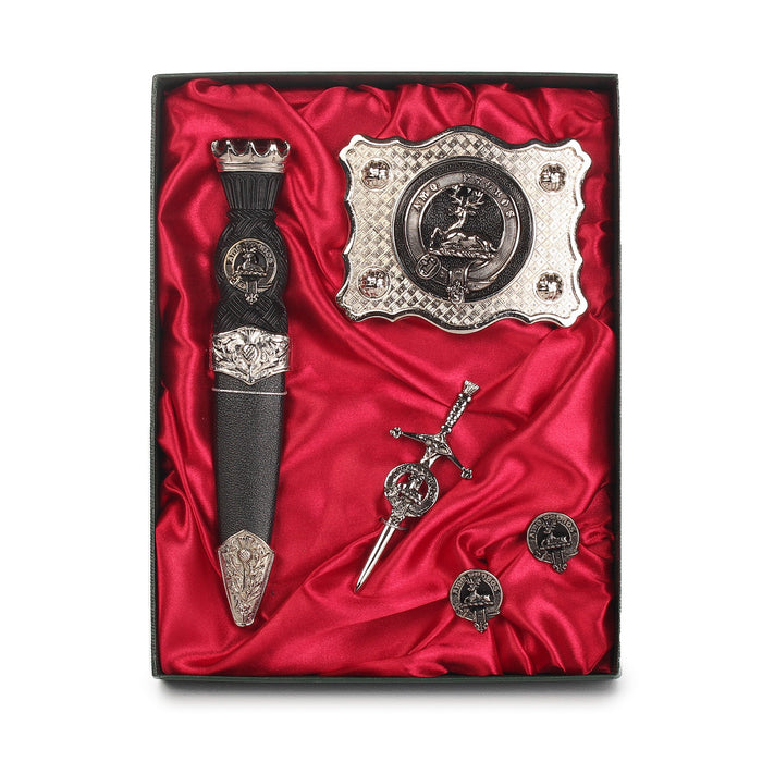 Blair Clan Badge, Kilt Pin, Lapel Pin, Cufflinks, Keyring/Key Fob & Gift Set — Fine Pewter by Art Pewter — Made in Scotland (Shiny Finish) - Heritage Of Scotland - Gift Set