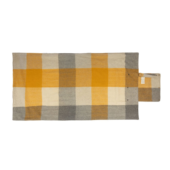 Block Check Foldaway Blanket Ochre/Natural - Heritage Of Scotland - OCHRE/NATURAL