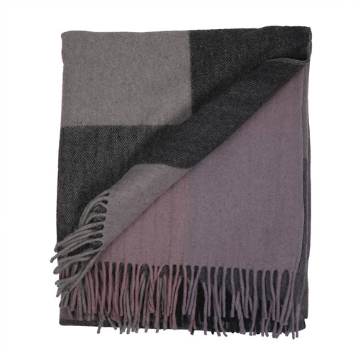 Block Check Herringbone Blanket Grey Pink - Heritage Of Scotland - GREY PINK