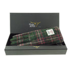 Boxed Harris Tweed and Brown Leather Ladies Gloves in Dark Green & Plum Check (COL107) - Heritage Of Scotland - Large