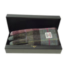 Boxed Harris Tweed and Brown Leather Ladies Gloves in Muted Green & Rose Pink (COL137) - Heritage Of Scotland - Large