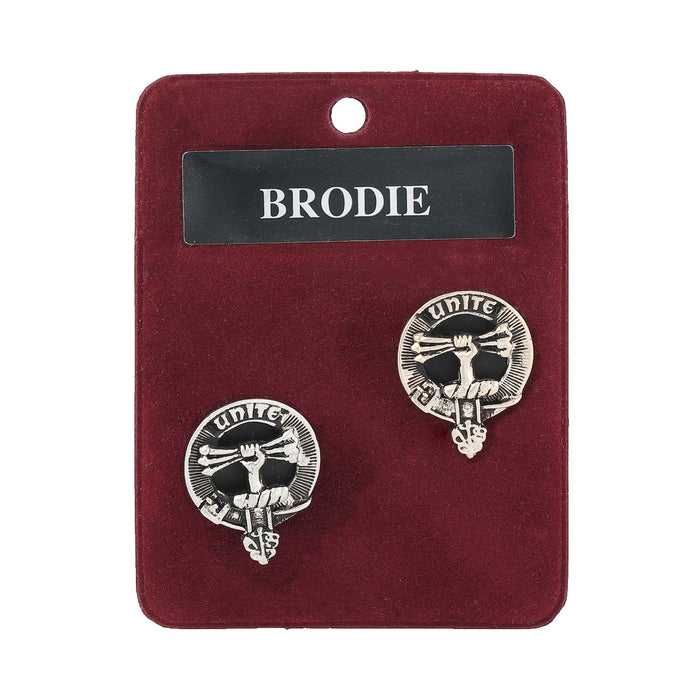 Brodie Clan Badge, Kilt Pin, Lapel Pin, Cufflinks, Keyring/Key Fob & Gift Set — Fine Pewter by Art Pewter — Made in Scotland (Shiny Finish) - Heritage Of Scotland - Cufflinks