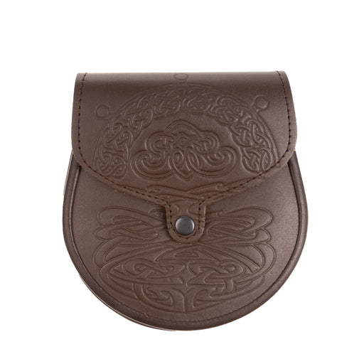 Brown Leather Celtic Embossed Sporran - Heritage Of Scotland - LEATHER (BROWN)