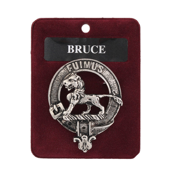 Bruce Clan Badge, Kilt Pin, Lapel Pin, Cufflinks, Keyring/Key Fob & Gift Set — Fine Pewter by Art Pewter — Made in Scotland (Shiny Finish) - Heritage Of Scotland - Badge