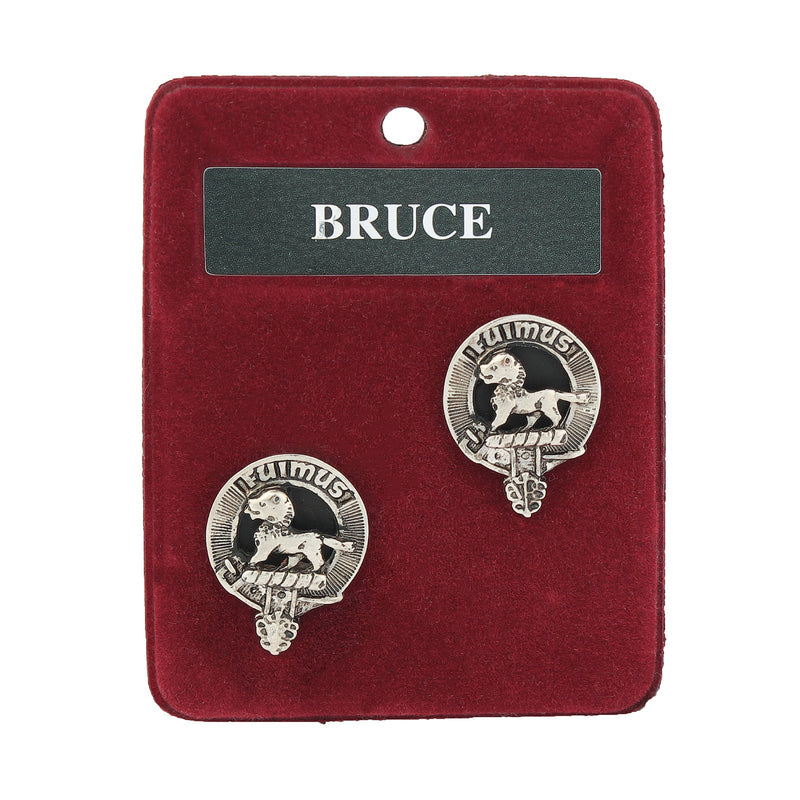 Bruce Clan Badge, Kilt Pin, Lapel Pin, Cufflinks, Keyring/Key Fob & Gift Set — Fine Pewter by Art Pewter — Made in Scotland (Shiny Finish) - Heritage Of Scotland - Cufflinks