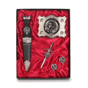 Bruce Clan Badge, Kilt Pin, Lapel Pin, Cufflinks, Keyring/Key Fob & Gift Set — Fine Pewter by Art Pewter — Made in Scotland (Shiny Finish) - Heritage Of Scotland - Gift Set