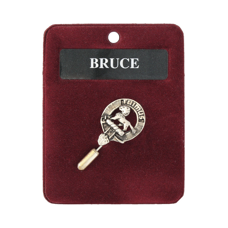 Bruce Clan Badge, Kilt Pin, Lapel Pin, Cufflinks, Keyring/Key Fob & Gift Set — Fine Pewter by Art Pewter — Made in Scotland (Shiny Finish) - Heritage Of Scotland - Lapel Pin